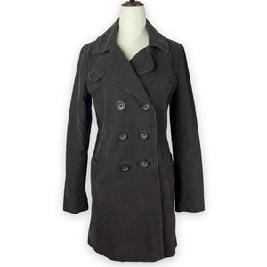 Gap Chocolate Brown Double Breasted Coat Cotton Pockets Size Small